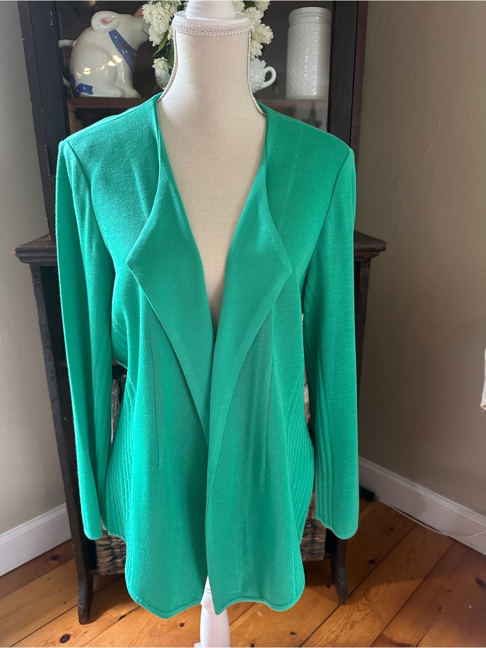 Ming Wang Open-Front Emerald Green Draped Blazer Jacket M